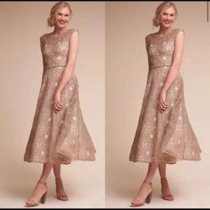 BHLDN  X Anthropologie Presley Dress by Sara Emanuel - Champagne Size 6
